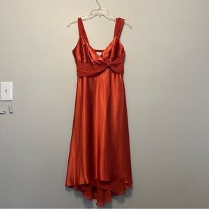 Davids bridal‎ Silky Orange Midi High Low Hem Feminine Babydoll Evening Dress 8